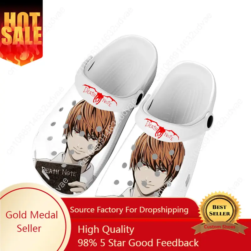 Zapatos de agua personalizados para hombres y mujeres, zuecos de Manga Anime Death Note Yagami Lawliet L, calzado de jardín para adolescentes, zapatillas de playa con agujeros
