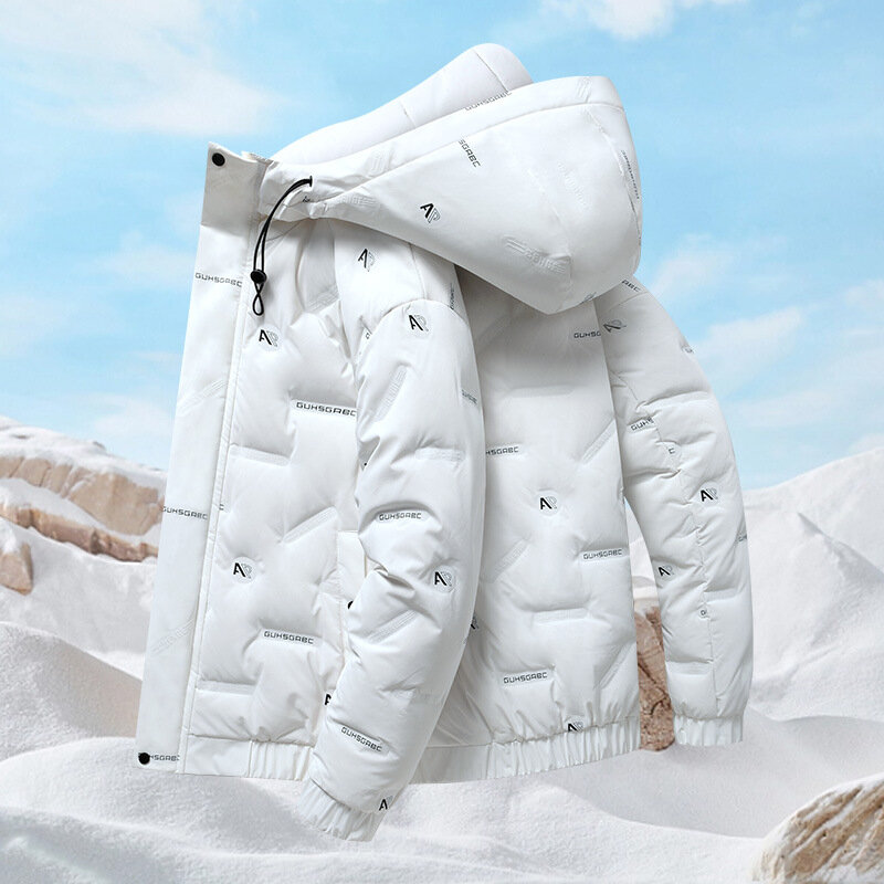 Chaqueta de plumón con capucha para hombre, abrigo ajustado de Color sólido, a la moda, novedad de invierno
