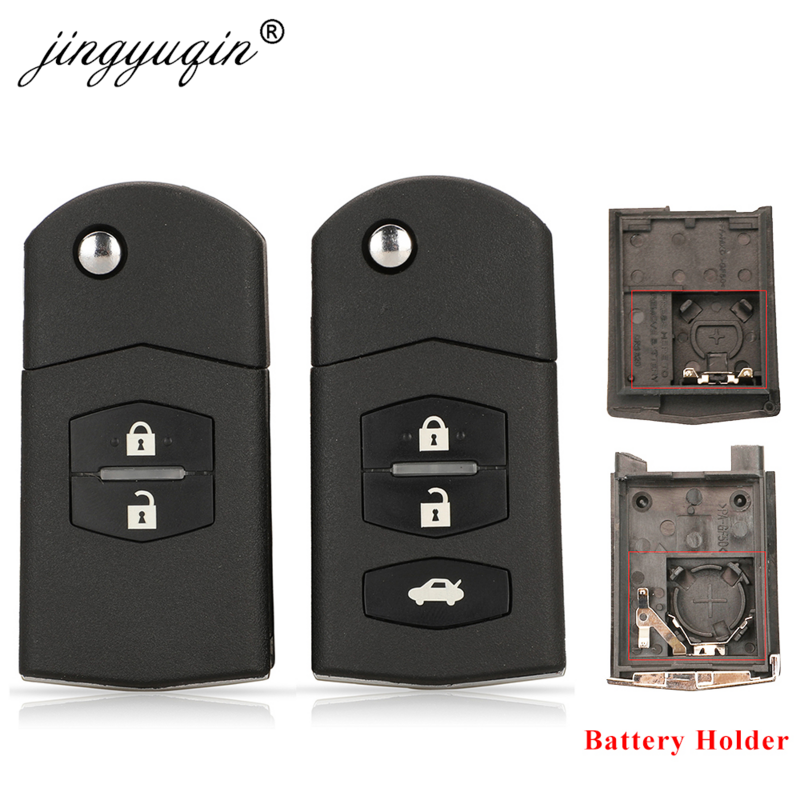 Jingyuqin – coque de télécommande à 2/3 boutons, pliable, pour Mazda 2 3 5 6 CX-7 / CX-9/MX-5, remplacement avec lame non coupée
