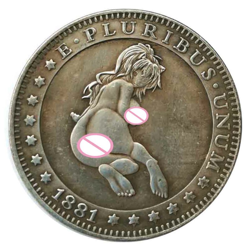 Luxury Sexy Angel Smile 3D Art coppia monete buona fortuna Fun Pocket Coin moneta divertente moneta fortunata commemorativa + sacchetto regalo