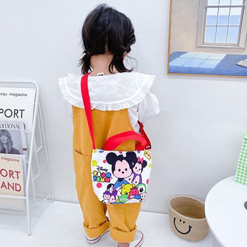 Disney Children Crossbody Sweet Frozen Elsa Princess Cartoon Print Girls Handbags Multifunctional Canvas Bag Birthday Gift