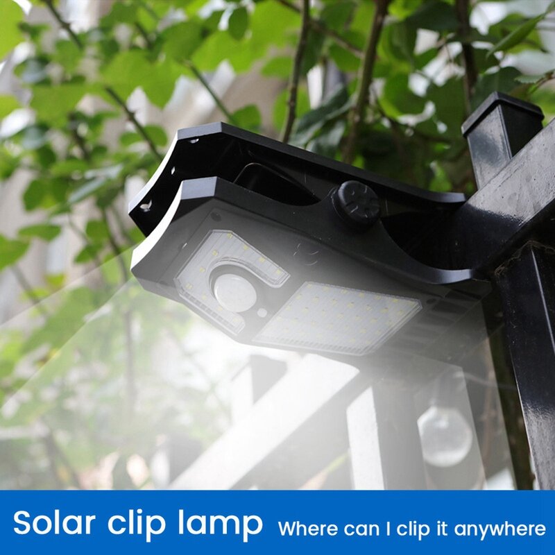Lampe de jardin solaire à 45LED, détection de clip, étanche, lumière de camping, clôture, terrasse, mur, 2 pièces