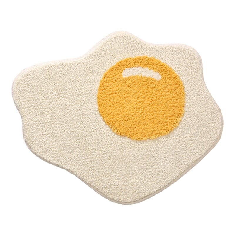 Tapete de chão de ovo escalfado infantil, desenhos animados, antiderrapante, macio, confortável, absorvente, decoração de casa