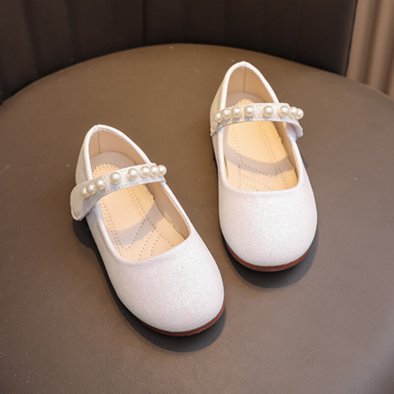 Dziewczęce księżniczki skórzane buty wiosenno-jesienne dziecięce błyszczące buty na imprezę ślubną modne dziecięce buty wyczynowe baletowe