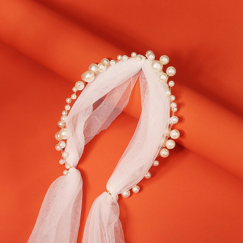 Ikat Kepala Mutiara untuk Wanita Anak Perempuan Pengantin Ikat Rambut Pernikahan Tiara Bunga Putih dan Mahkota Perhiasan Rambut Hiasan Kepala Fashion Korea