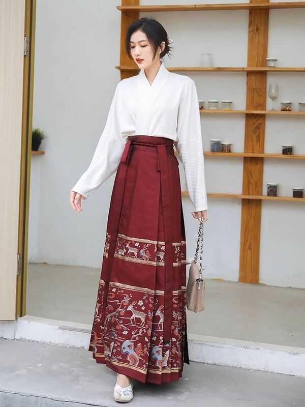 Vestido tradicional chinês hanfu para mulheres, saia antiga de cavalo, fantasia feminina de cosplay, roupa de festa da dinastia Ming