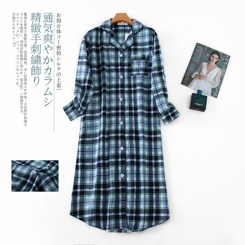 Осенне-зимние ночные рубашки Fdfklak, женская ночная рубашка из чистого хлопка с длинным рукавом, женская одежда для сна, платье, повседневное домашнее обслуживание