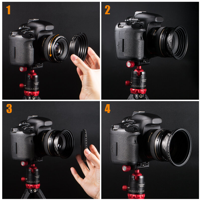 K & F Konsep 18 Buah Set Cincin Adaptor Langkah Naik/Turun Filter Lensa Kamera 37-82Mm 82-37Mm untuk Lensa Kamera DSLR Canon Nikon Sony