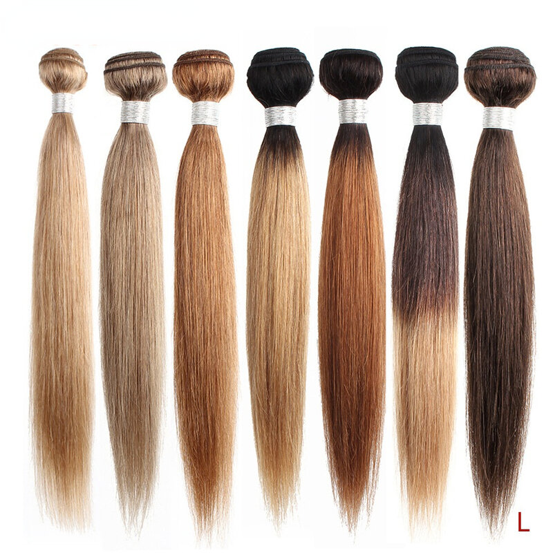 Rambut Mogul 1 buah bundel rambut lurus warna 8 warna pirang abu 27 bundel jalinan rambut pirang madu ekstensi rambut manusia Remy