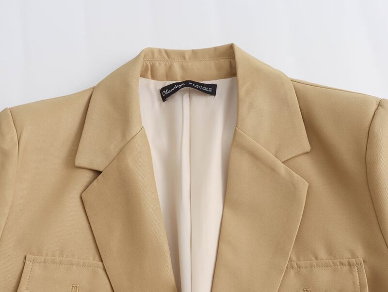 Donne 2024 New Fashion Pocket suit Coat Vintage manica lunga bottone capispalla femminile Chic Overshirt