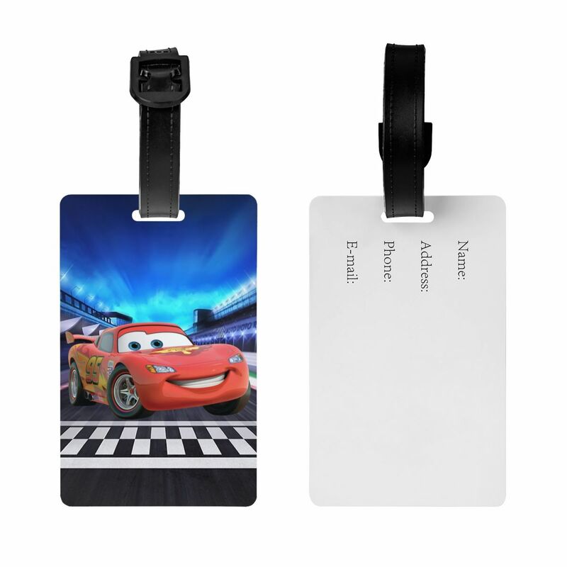Custom Cartoon Pixar Cars Luggage Tag for Travel Suitcase Privacy Cover ID Label