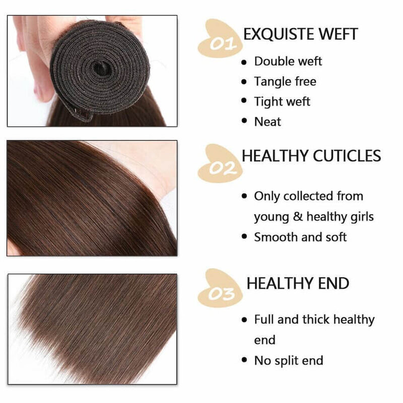 #4 gerade Bundles Menschliches Haar Weave Bundles Dunkelbraun Brasilianische Webart Extensions 1/3/4 PCS 100% Remy Haar Extensions 8-40 zoll