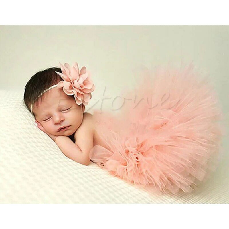 Newborn Girls Photography Props Baby  Skirt  Toddler Newborn Baby  Skirt Headband Clothing Photo Studio Skirt Suit