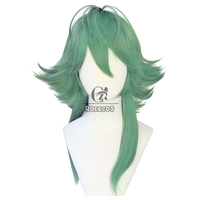 ROLECOS-Peluca de cabello sintético para hombre, postizo largo y liso de Heartsteel Ezreal, color verde, resistente al calor, 50cm