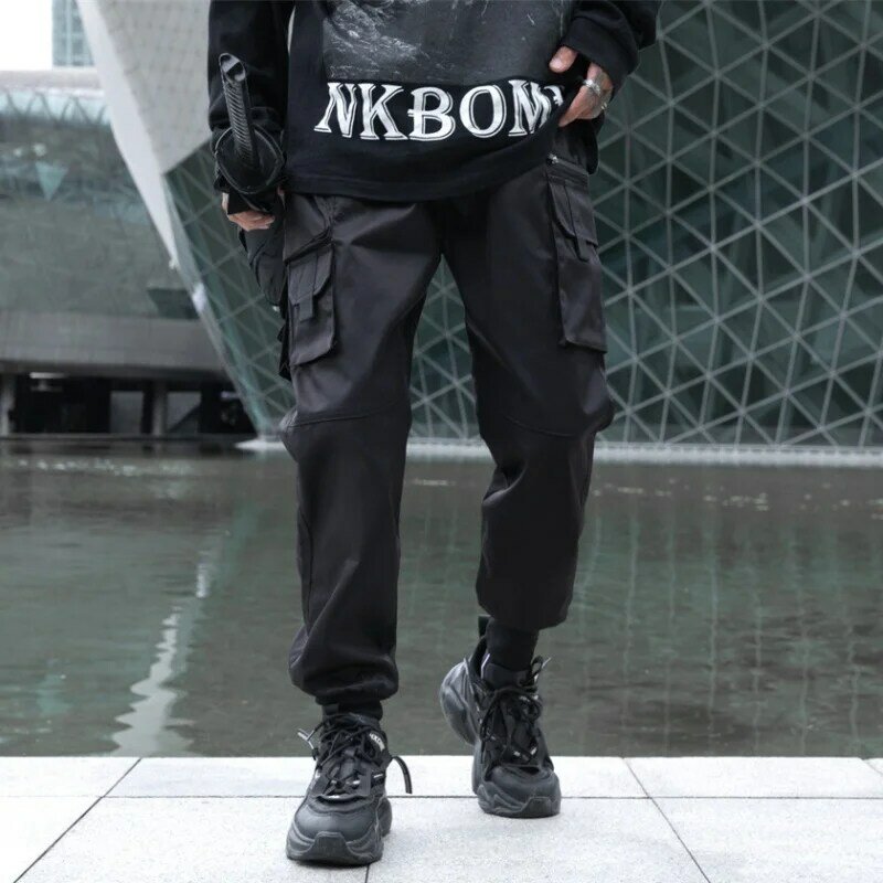 남성용 멀티 포켓 디자인 하이 스트리트 전술 카고 바지, Y2K 테크웨어 스타일 커프스 바지, 2024 가을 신상