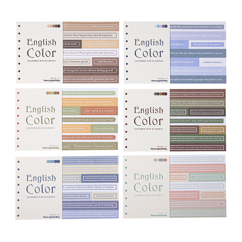 6 Packungen/Los Farbe der Speichers erie Retro Message Paper Masking Washi Aufkleber