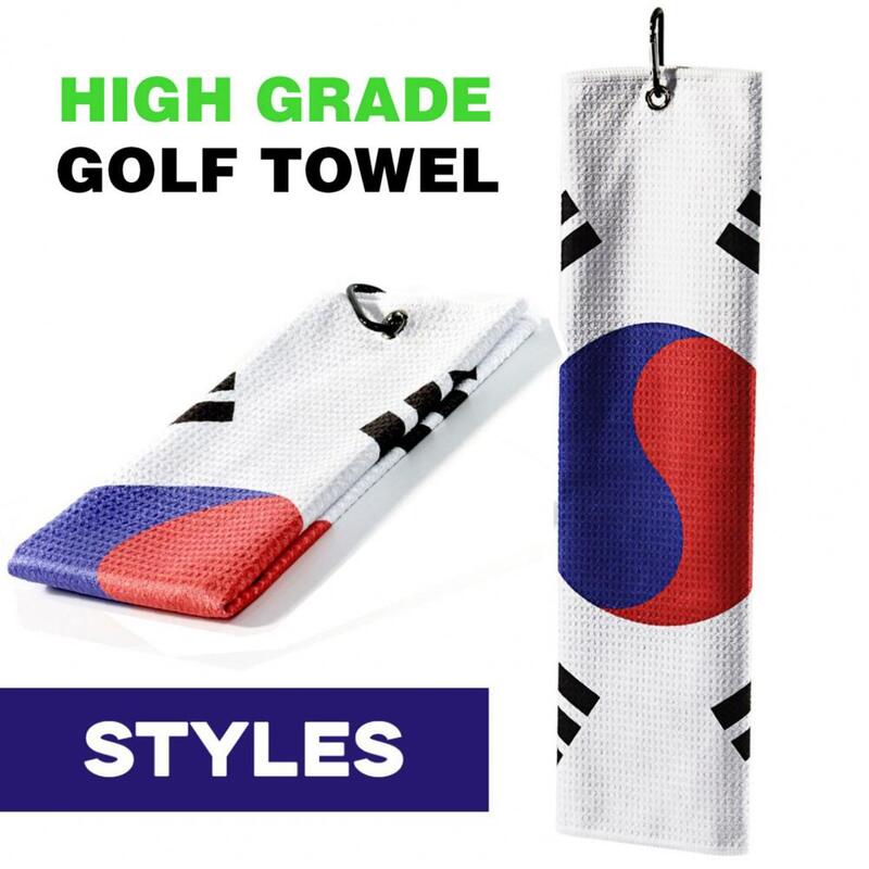 Полотенце для гольфа, высококачественное многофункциональное полотенце для гольфа с карабином и рисунком национального флага из суперволокна