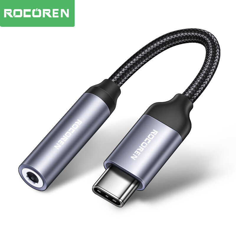Rocoren-Adaptateur USB Type-C vers câble 3.5mm pour téléphone, jack 3.5mm, pour écouteurs, pour Huawei Honor Oneplus iPhone 15 Plus Pro Max