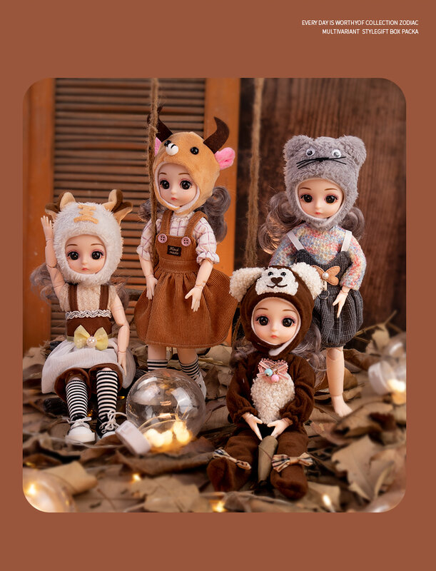 1/6 bonecas bjd conjunto completo com roupas de moda peruca macia cabeça arquivo corpo para a menina brinquedo presente 12 constellation series