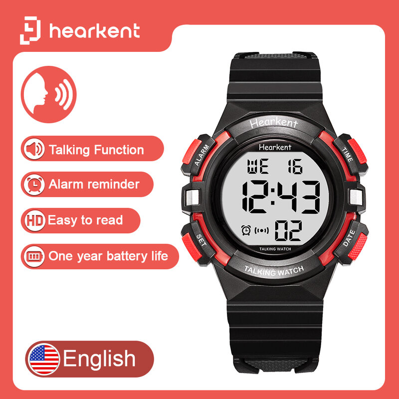 Hearkent-Relógio Digital Falante para Crianças, Carrilhão Horário, Relógios Eletrônicos, Alarme, Relógio Cronógrafo para Crianças, Meninos e Meninas