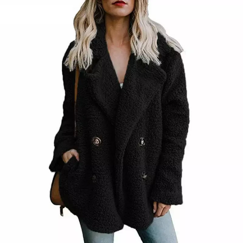 여성용 인조 모피 코트, 긴 소매 푹신한 모피 재킷, 따뜻한 여성 재킷, 오버사이즈 여성 캐주얼 겨울 코트, 2021