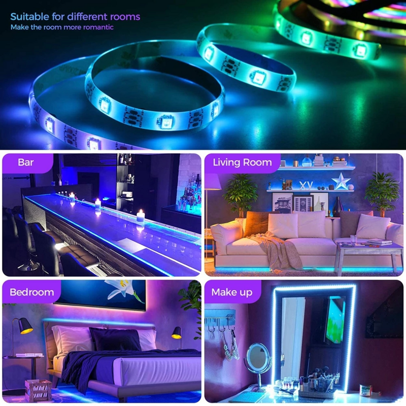 Bande lumineuse LED avec wi-fi, rétro-éclairage magique pour la maison, Flexible, lumière glacée, Alexa, pour décoration de chambre, TV, RGB5050