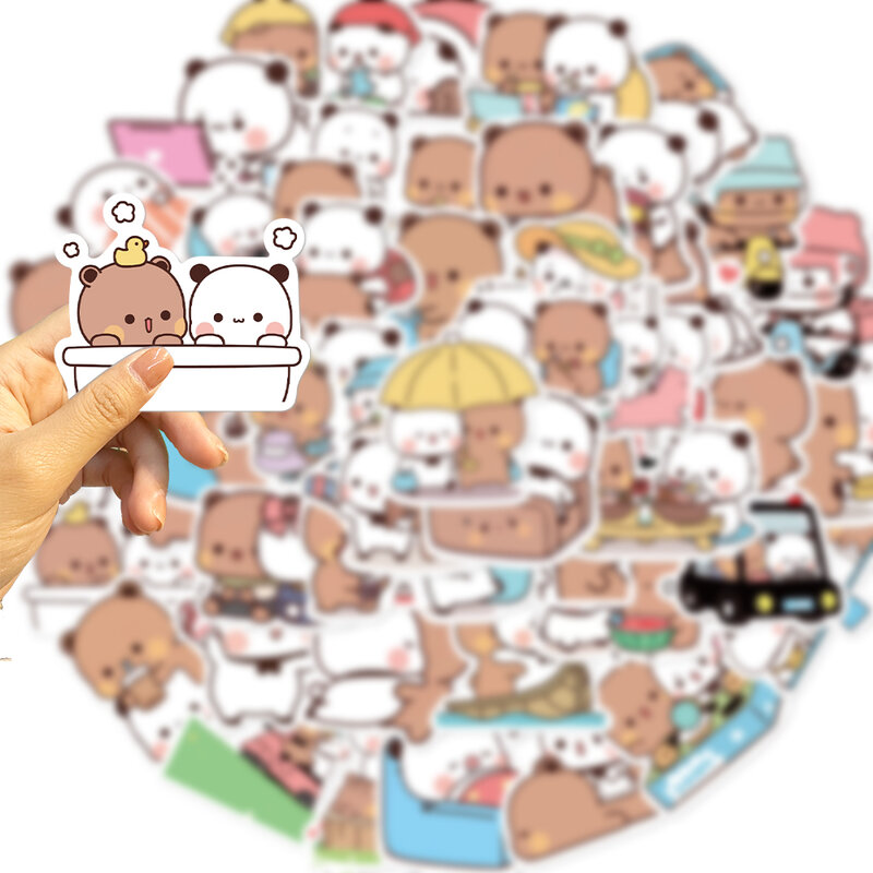 50 Stuks Cartoon Panda Pvc Stickers Schattige Kawaii Vinyl Decoratie Sticker Diy Grappig Creatief Cadeau Voor Tieners Feestartikelen Voor Volwassenen