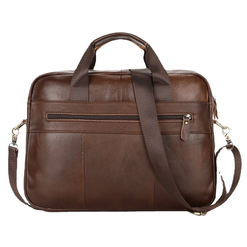 Maleta de couro genuíno Vintage masculino, bolsa de couro de negócios, escritório masculino ombro Messenger Bag, 14 "Laptop Bag