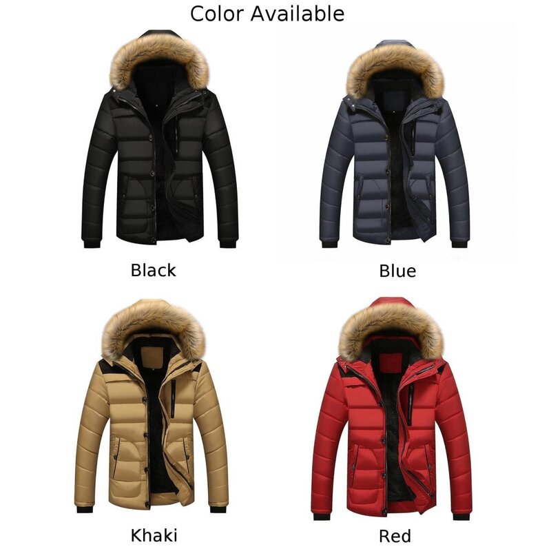 남성용 후드 코튼 패딩 재킷, 캐주얼 야외 면 재킷, 모피 칼라, 따뜻하고 두꺼운 따뜻한 바람막이, 패딩 코트, 패션