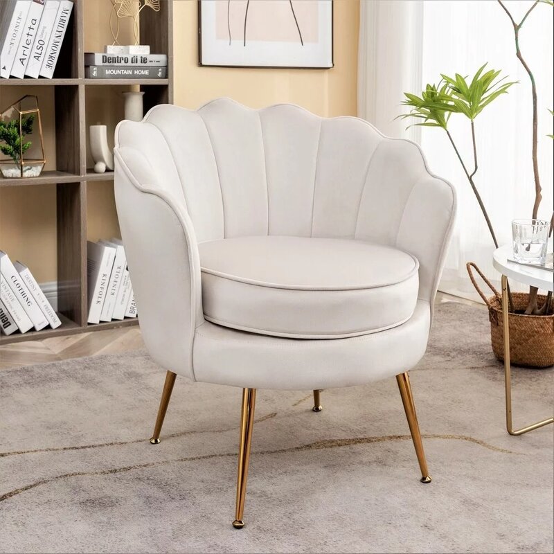 Wide Velvet Barrel Chair com Gold Metal pernas, Home Furniture, cadeiras para sala de estar, poltrona e encosto