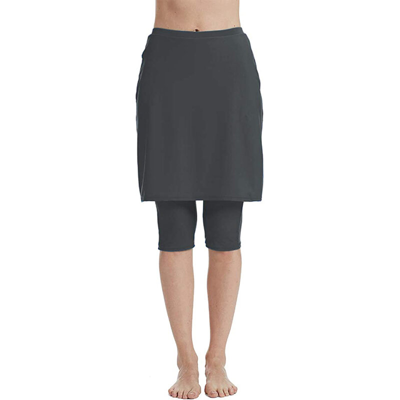 Capris feminino leggings energético saia maiô protetor solar saia (cinza)