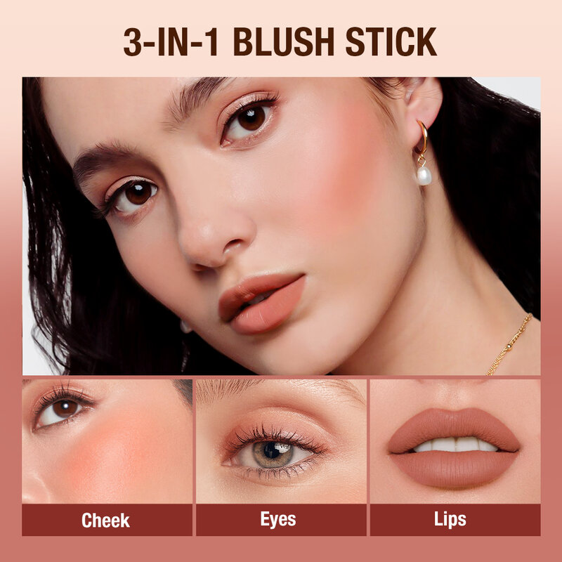 O.TW O.O-pintalabios 3 en 1 para mujer, lápiz labial, colorete, tinte para ojos, mejillas y labios, resistente al agua, ligero, crema, maquillaje multipalo