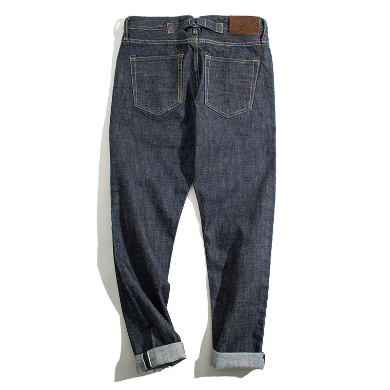 Maden-Jeans en denim droit vintage américain pour hommes, jean foncé Amekaji, oreille rouge, vache originale, vêtements de travail d'automne et de printemps