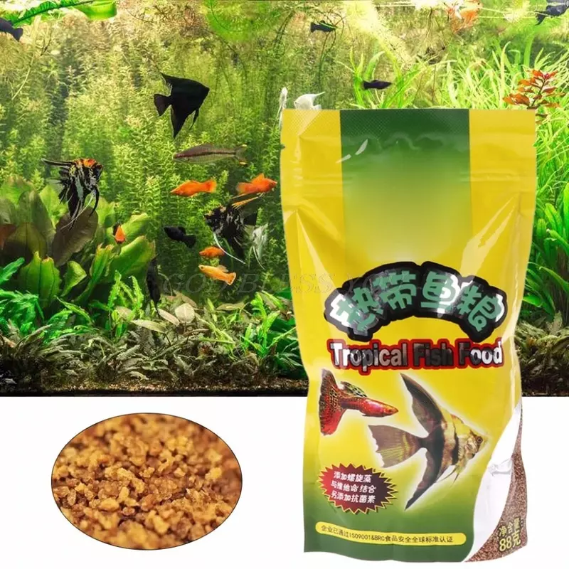 Аквариумный резервуар, искусственное зерно для маленькой рыбы, 98 г, вкусная еда, особенно для рыбок-фонариков в стиле гуппи, 1 пакет