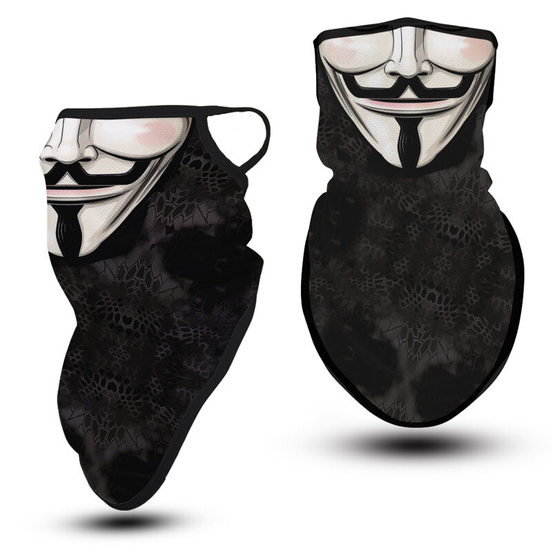 マスク防止日光浴でマスクサイクリング乗馬マスク三角形タオル耳uv保護屋外製品ピエロパターン