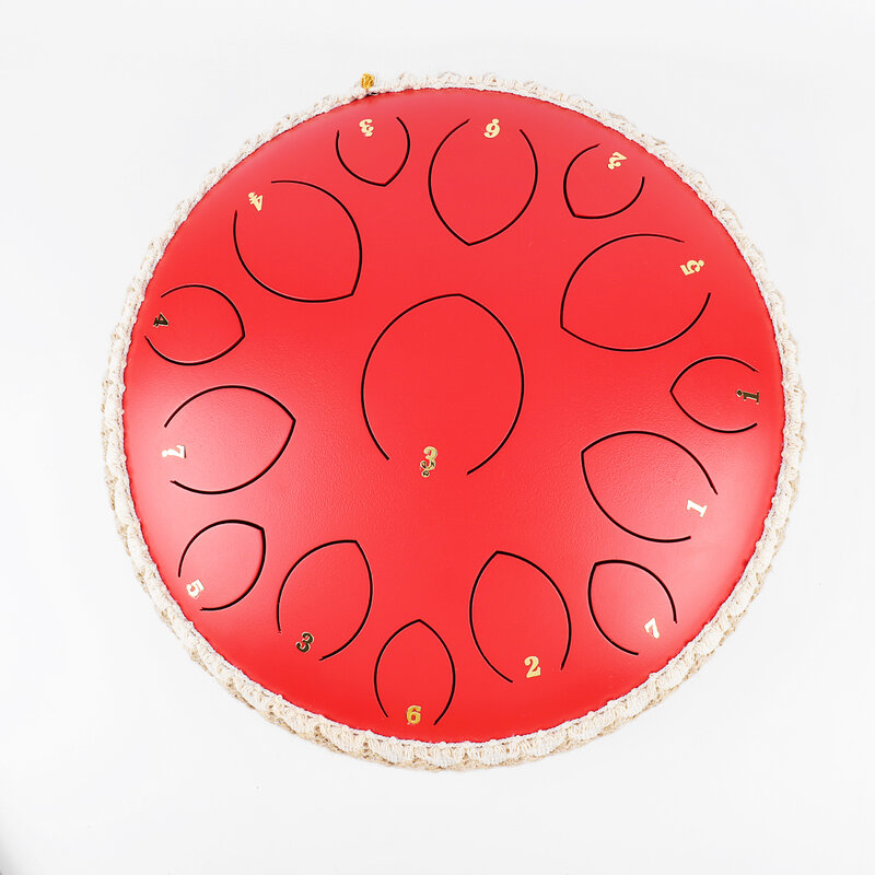 Factory offer the big size design 14 inch (35 cm) 15 tongue red hank drum D key balmy drum steel tongue drum