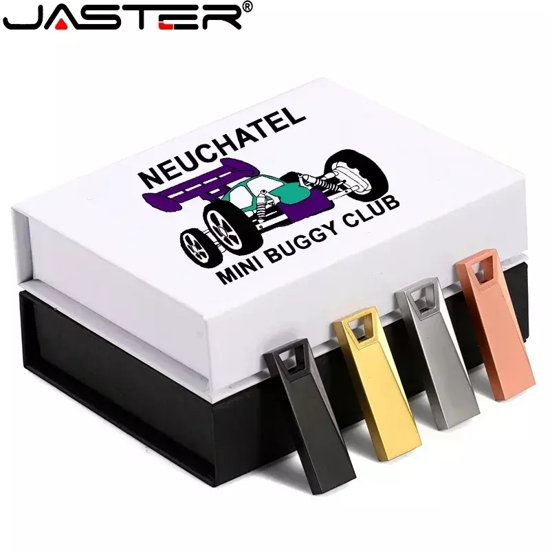 JASTER gratis kustom Logo lubang trapesium, pena Drive atas 128GB stik memori dengan kotak kertas 64GB hadiah kreatif USB Flash Drive 32GB