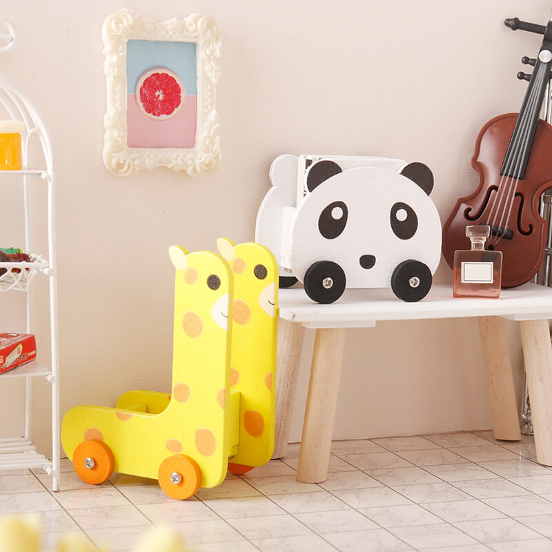 1:12 domek dla lalek miniaturowy Panda wózek do przechowywania żyrafy Model dekoracja mebli zabawka lalka akcesoria do domu