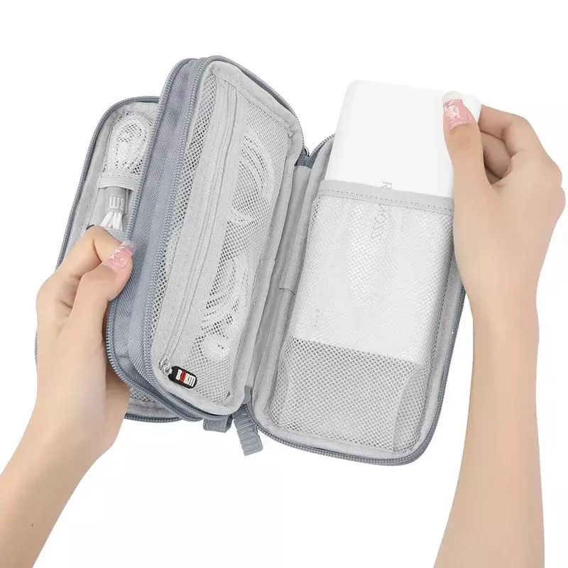 Data Cable Storage Bags Double Layer Digital USB Hard Disk Protection Bag Portable Earphone Organizer Digital Gadget Carry Case