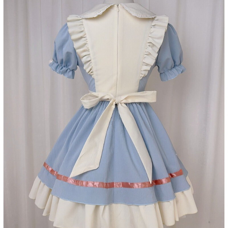 Blue Cute Lolita Cat Maid Short Dress Costumes Cosplay Cat Girl Maid Lolita Dress Suit for Waitress Maid Party Stage Costumes