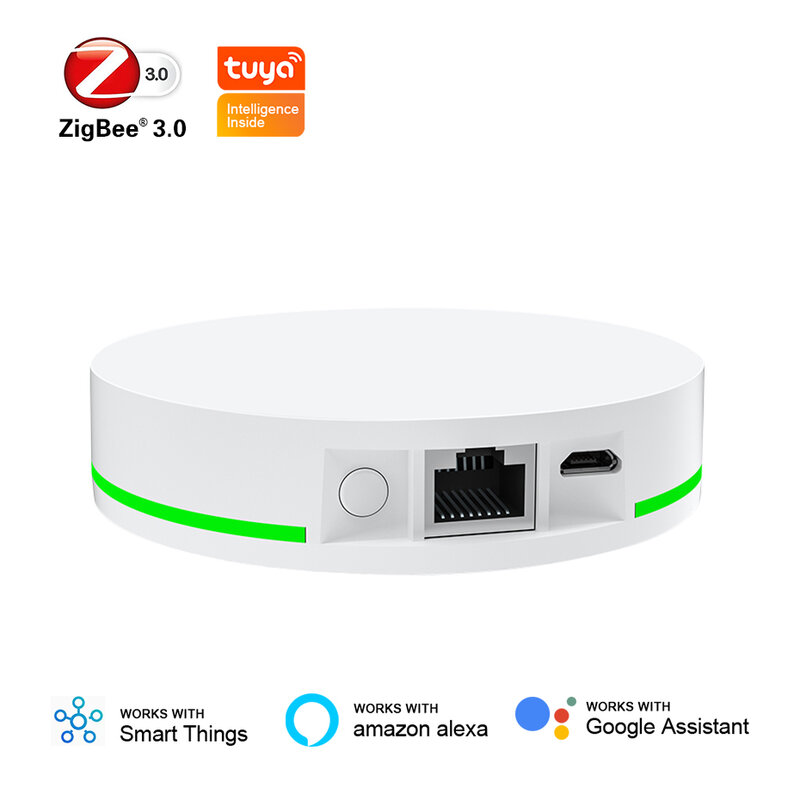 Tuya zigbee 3.0 inteligente zigbee hub com fio gateway ponte com cabo de rede vida inteligente controle remoto funciona com alexa google casa