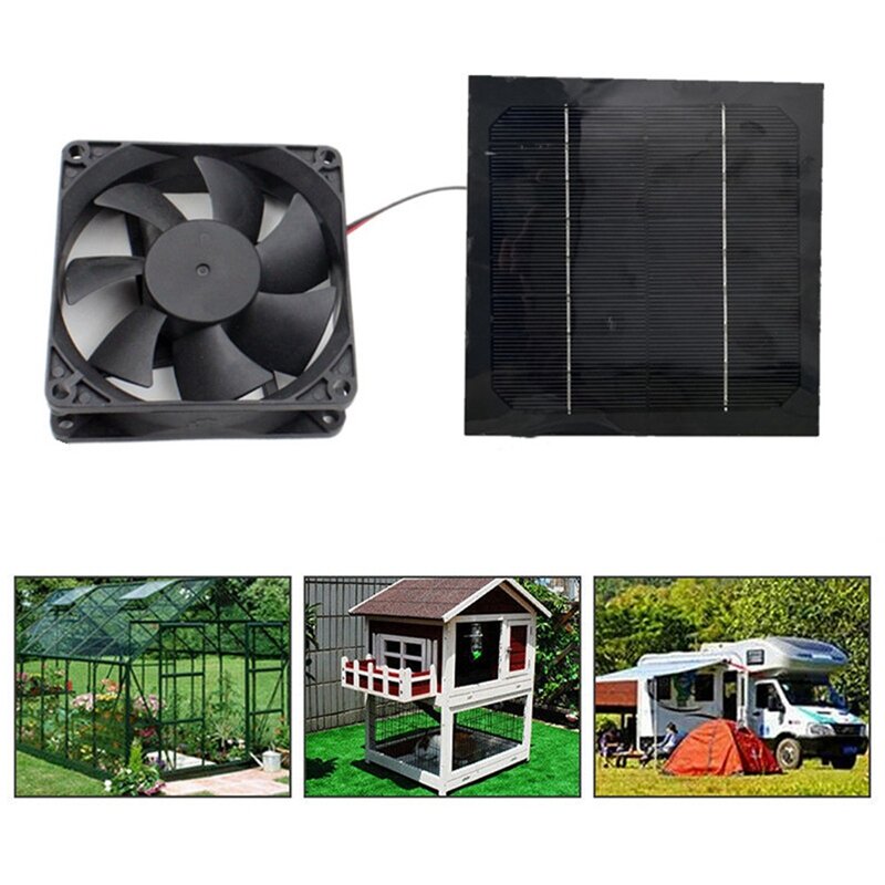 Mini Painel Solar Exaustor, Extrator de Ar, Alimentado Fan para Cão, Galinha, Estufa, RV, 6 ", 4x20W