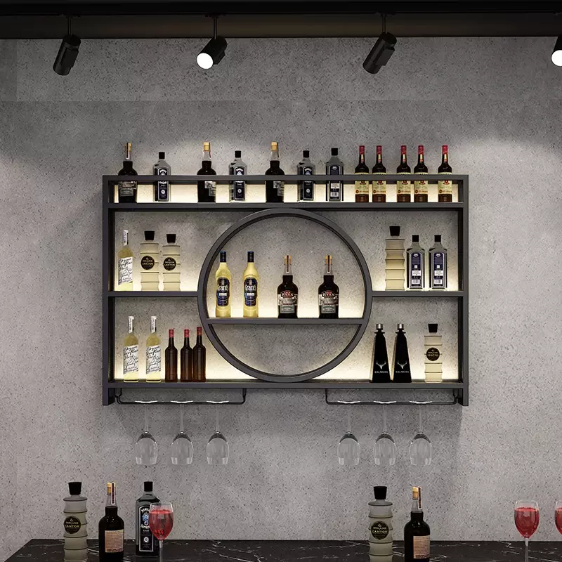 Luxury Modern Cabinet Wine Wall Mount Display Gold Shelf Shelves Wine Rack Bottle Holder Storage  Furnitures