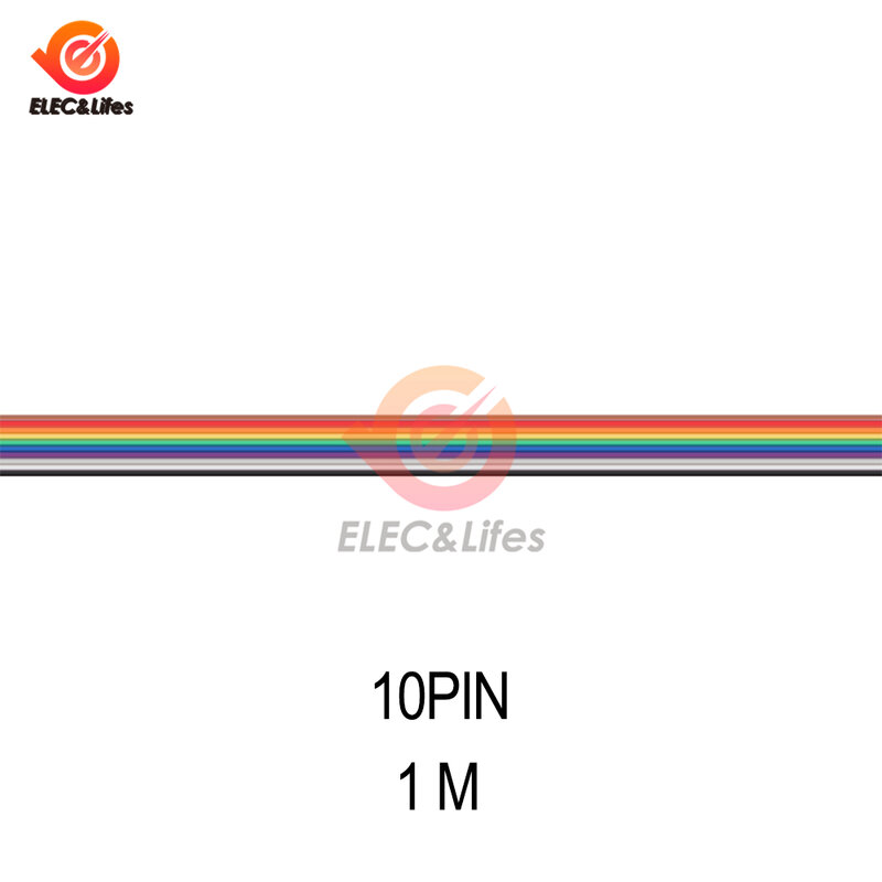 1 medidor 10p/12p/14p/16p/20p/26p/34p 1.27mm cor passo cabo de fita plana arco-íris dupont fio para fc dupont conector 100cm