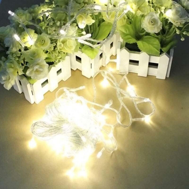Lampu LED hangat putih, lampu peri musim semi colokan EU, dekorasi rumah tangga DIY 10M, dekorasi pernikahan Natal, taman, pagar, Natal