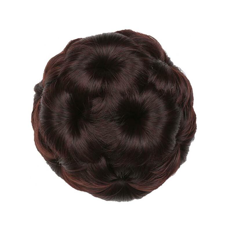 Women Faux Synthetic Hair Bun Extension Elastic Wavy Bridal Donut Chignon Hairpiece Curly Scrunchie Chignon Synthetic Hair Ring