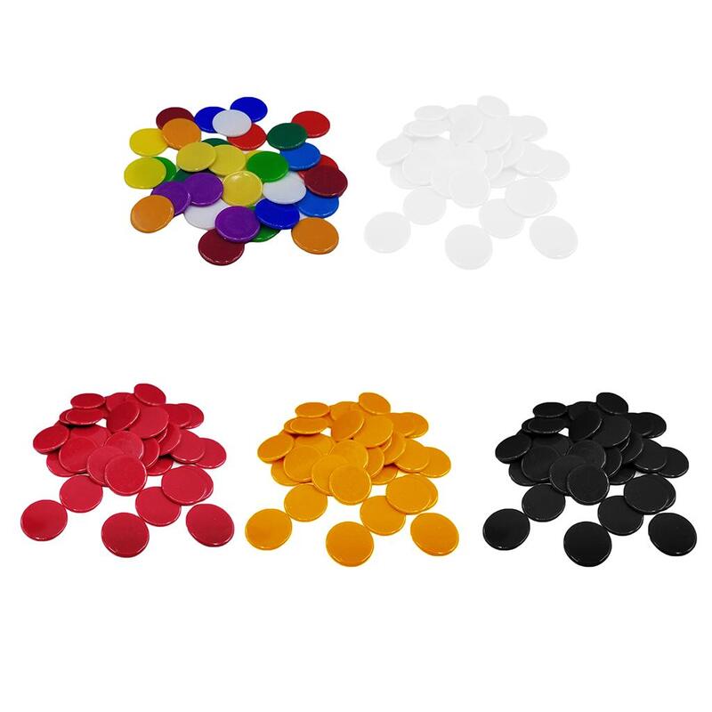 100 Pieces Counters Counting Chips Bingo Markers, 19mm Mixed Colors Chips for Games,  to Choose