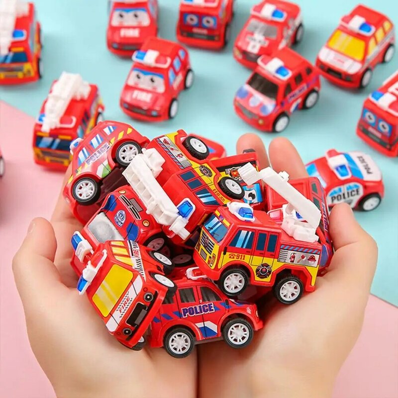 Modelo de vehículo en miniatura para niños, juguete educativo de dibujos animados, No requiere batería, 6 piezas