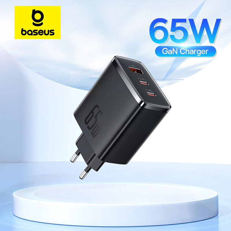 Baseus 65W GaN Charger PD Charge Type C USB Charger Support PD QC PPS Portable Fast Charger For iPhone 15 14 13 Laptop Charger