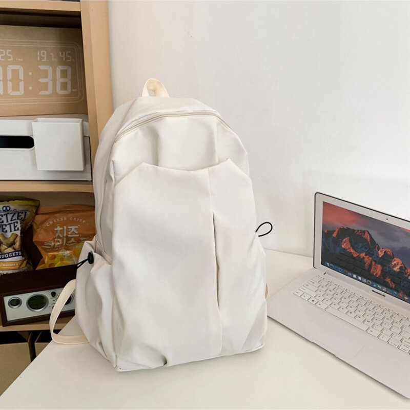 배낭 유니섹스 트렌드 디자인 단색 심플 휴대폰 태블릿 PC 지갑 스토리지 프레피 스타일 학생 책가방, 대용량